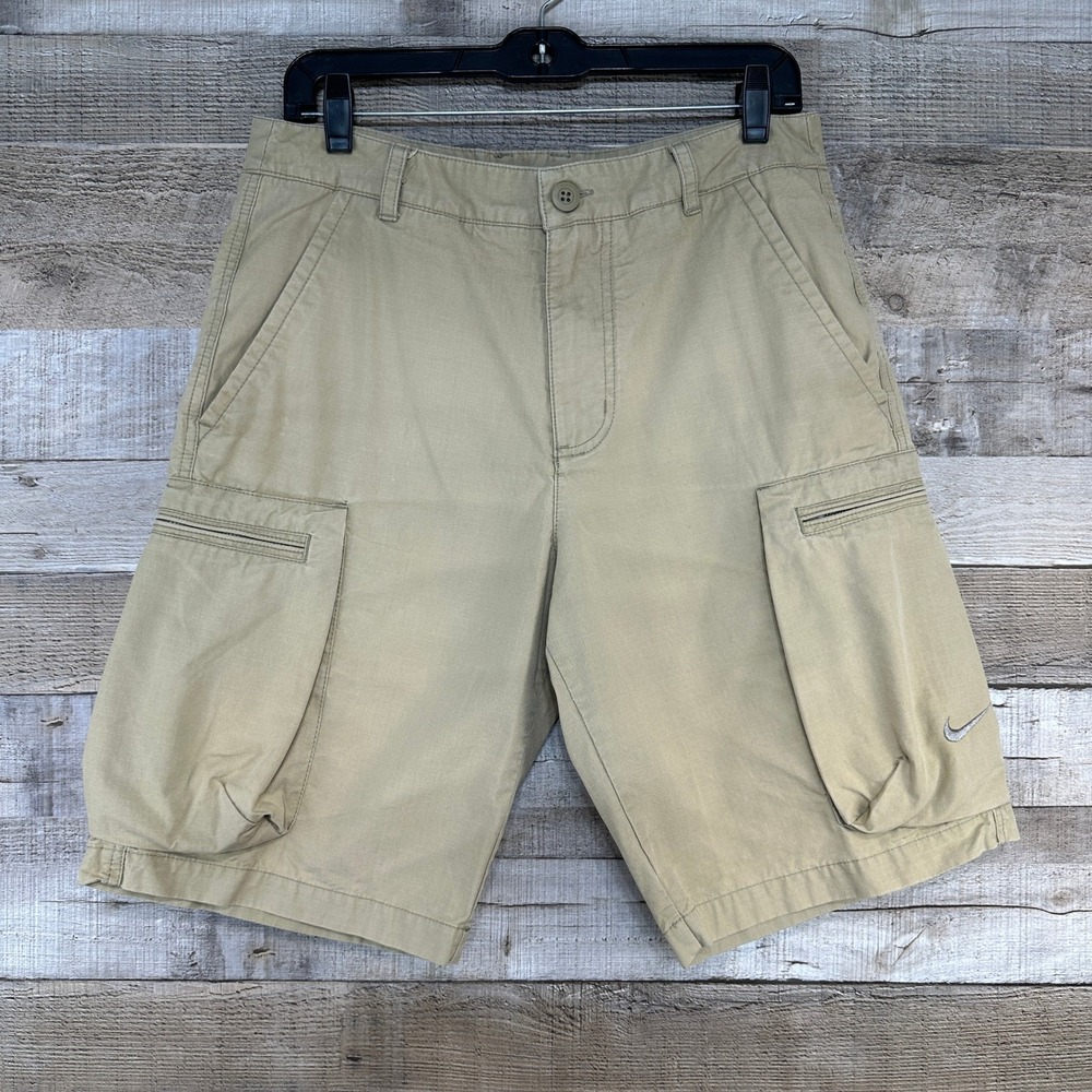 Nike Mens Khaki Tan Ripstop Cargo Shorts Size 30 Medium Chino Utility Outdoor